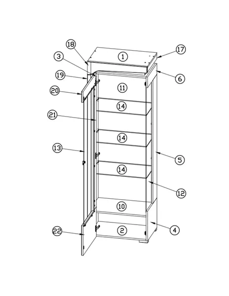 Cadillac Oak Effect And White Gloss LEFT Display Cabinet with LED Lights, 3172