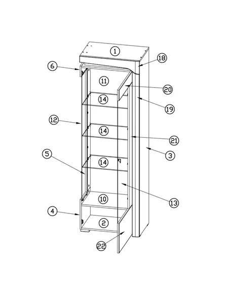 Cadillac Oak Effect And White Gloss RIGHT Display Cabinet with LED Lights, 3173