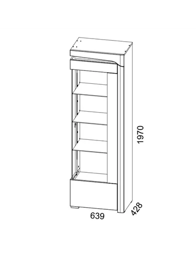 Cadillac Oak Effect And White Gloss RIGHT Display Cabinet with LED Lights, 3173