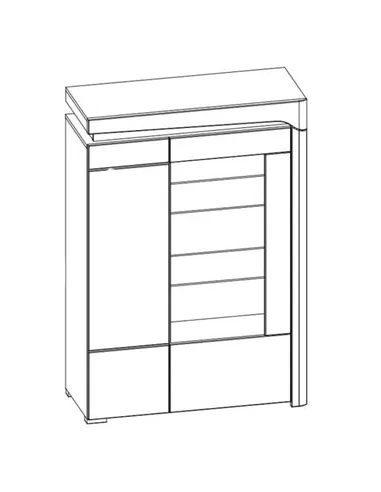 Cadillac Oak Effect And White Gloss Low Wide Display Cabinet with LED Lights, 3174