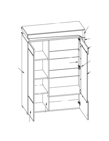 Cadillac Oak Effect And White Gloss Low Wide Display Cabinet with LED Lights, 3174