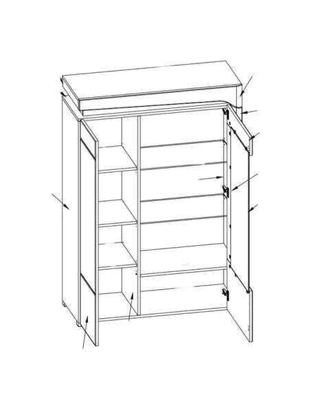 Cadillac Oak Effect And White Gloss Low Wide Display Cabinet with LED Lights, 3174