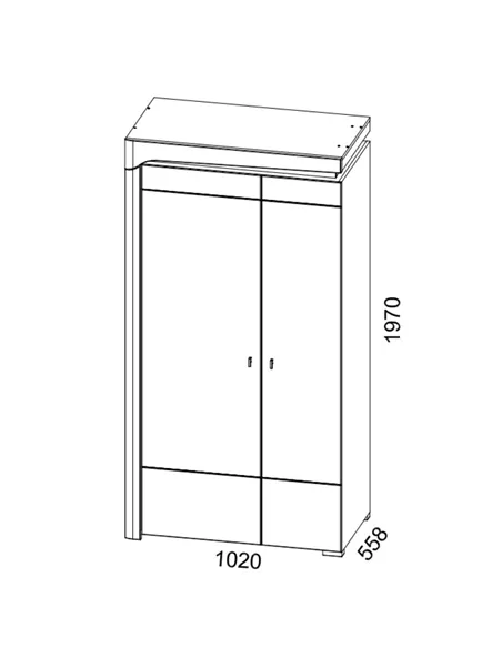 Cadillac Oak Effect And White Gloss 2 Door Wardrobe With LED Lights, 3175