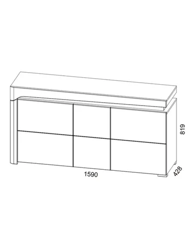 Cadillac Oak Effect and White Gloss 3 Door Sideboard With Lights, 3177