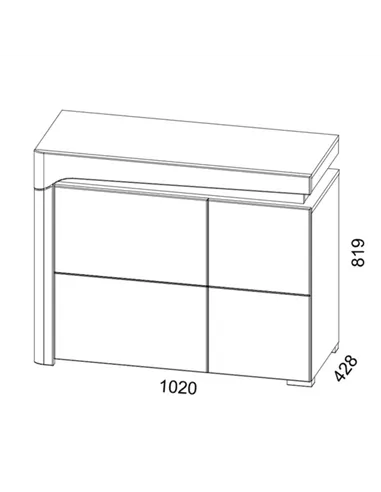 Cadillac Oak Effect And White Gloss 2 Door Small Sideboard With Lights, 3178