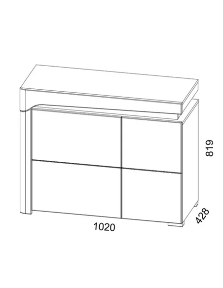 Cadillac Oak Effect And White Gloss 2 Door Small Sideboard With Lights, 3178