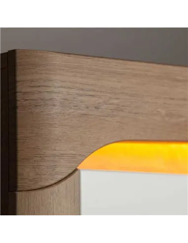 Cadillac Oak Effect And White Gloss 2 Door & 4 Drawer Sideboard With Lights, 3179