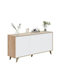Casablanca White And Oak Effect 3 Door Wide Sideboard, 3216