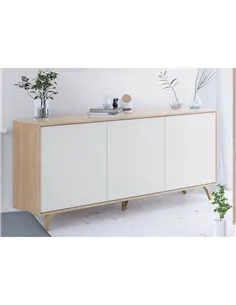 Casablanca White And Oak Effect 3 Door Wide Sideboard, 3216 2