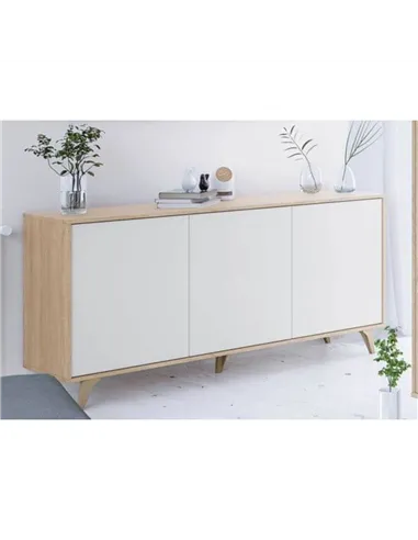 Casablanca White And Oak Effect 3 Door Wide Sideboard, 3216