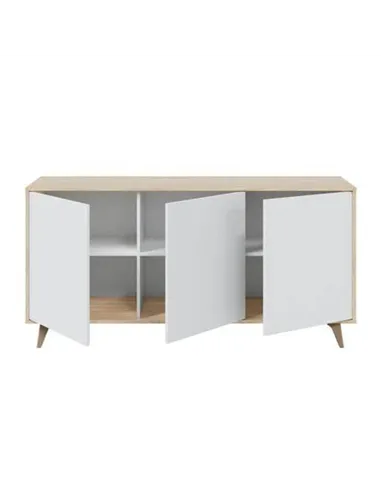 Casablanca White And Oak Effect 3 Door Wide Sideboard, 3216