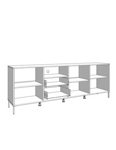 Clifton Slatted Artisan Oak Effect And Black TV Unit, 3437