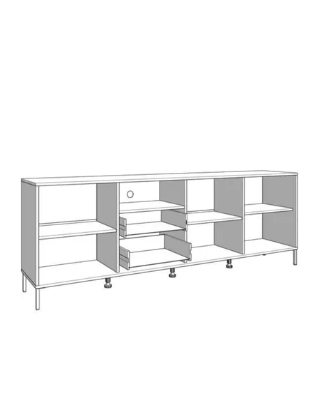 Clifton Slatted Artisan Oak Effect And Black TV Unit, 3437