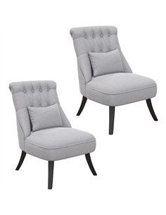 HOMCOM Fabric Single Sofa, Tub Chair, Upholstered Bedroom Chair with Pillow, Solid Wood Leg for Home, Living Room, Dining Room, 