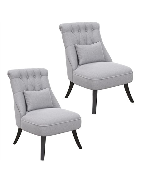 HOMCOM Fabric Single Sofa, Tub Chair, Upholstered Bedroom Chair with Pillow, Solid Wood Leg for Home, Living Room, Dining Room, 