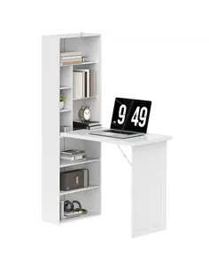 HOMCOM Three-Part Work Desk, with Storage and Writing Board - White