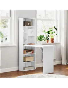 HOMCOM Three-Part Work Desk, with Storage and Writing Board - White 2