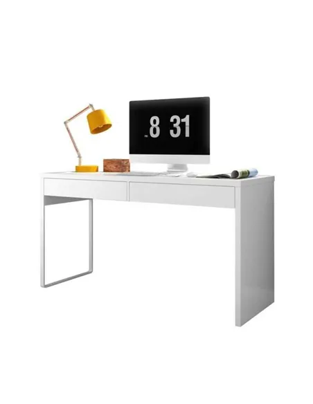 Cuba White Gloss Desk With Drawers, 2489