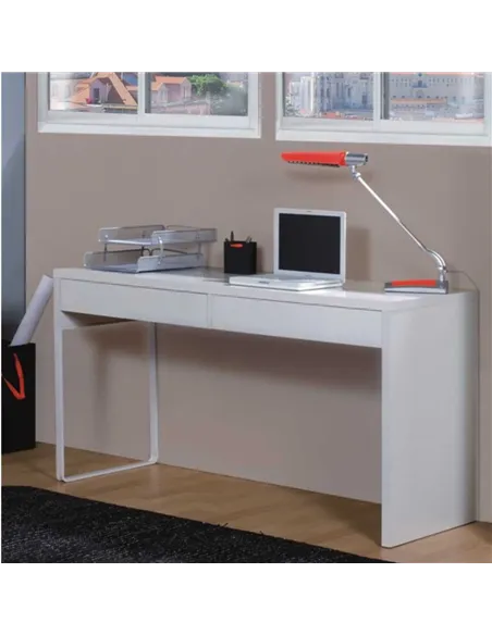 Cuba White Gloss Desk With Drawers, 2489