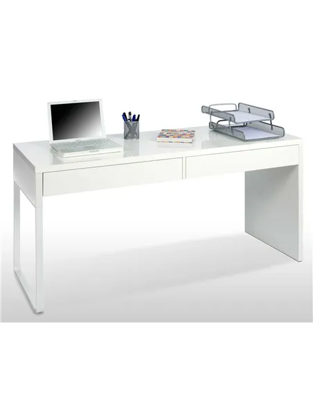 Cuba White Gloss Desk With Drawers, 2489