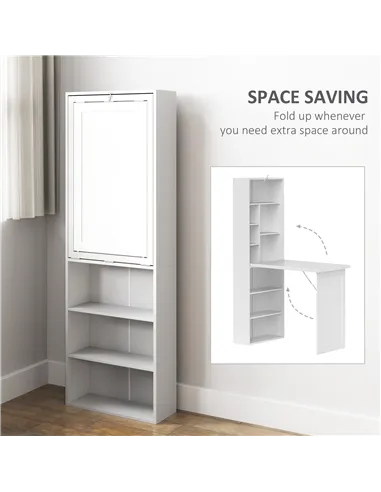 HOMCOM Three-Part Work Desk, with Storage and Writing Board - White