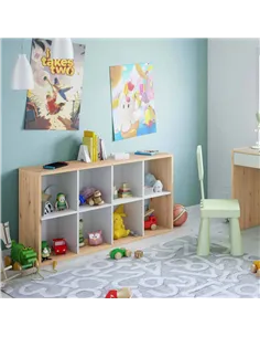 Danso Artic White and Oak Short Bookshelf Unit, 3215