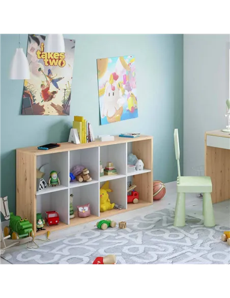 Danso Artic White and Oak Short Bookshelf Unit, 3215