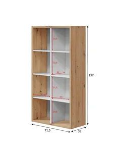 Danso Artic White and Oak Short Bookshelf Unit, 3215 2
