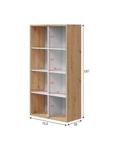 Danso Artic White and Oak Short Bookshelf Unit, 3215