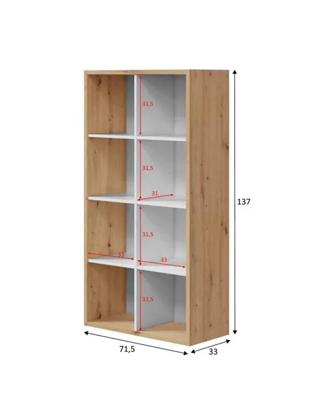 Danso Artic White and Oak Short Bookshelf Unit, 3215