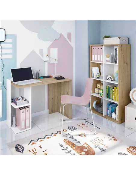 Danso Artic White and Oak Short Bookshelf Unit, 3215