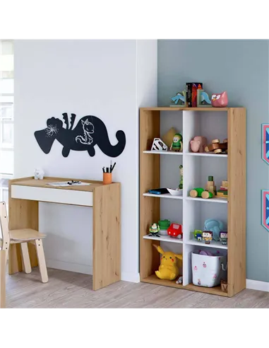 Danso Artic White and Oak Short Bookshelf Unit, 3215