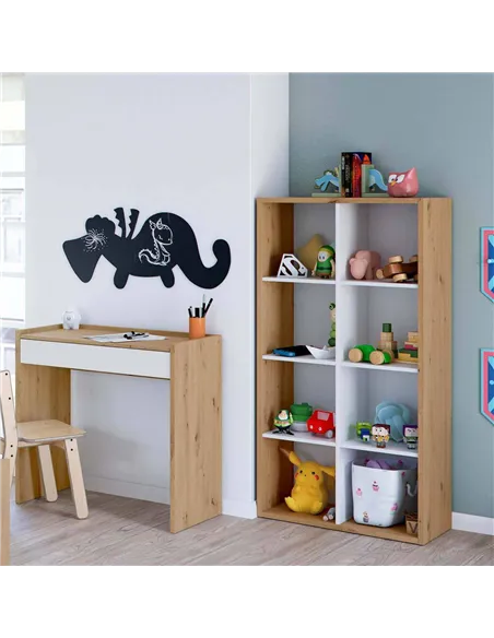 Danso Artic White and Oak Short Bookshelf Unit, 3215
