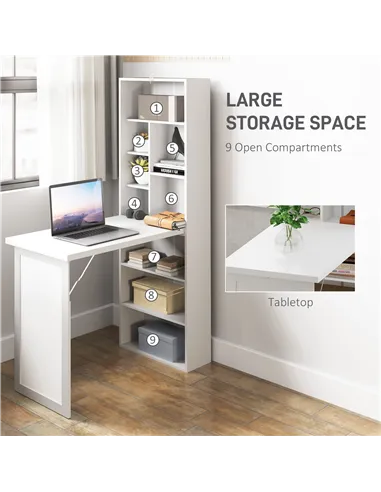 HOMCOM Three-Part Work Desk, with Storage and Writing Board - White