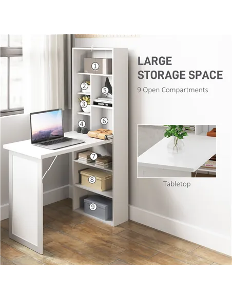 HOMCOM Three-Part Work Desk, with Storage and Writing Board - White