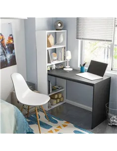 Double White and Grey Effect Computer Desk Table with Bookcase, 3220 2