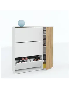 Dempsey Natural Oak Effect and White Large Shoe Cabinet, 3240