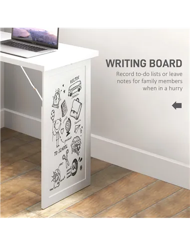 HOMCOM Three-Part Work Desk, with Storage and Writing Board - White