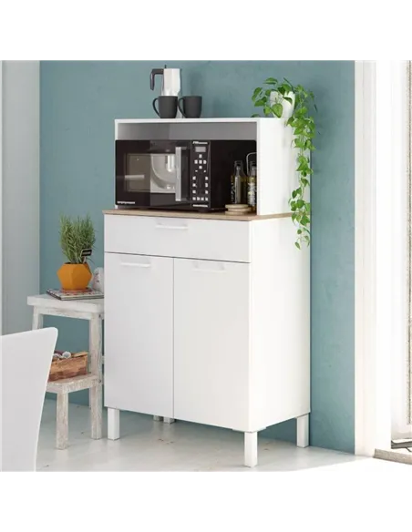 Denby White And Oak 2 Door Utility Kitchen Cupboard, 3032