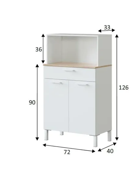 Denby White And Oak 2 Door Utility Kitchen Cupboard, 3032