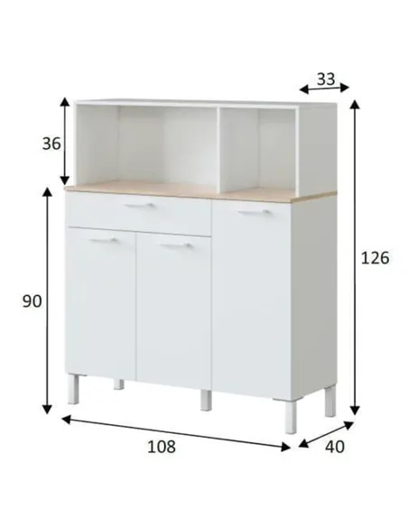 Denby White And Oak 3 Door Utility Kitchen Cupboard, 3031
