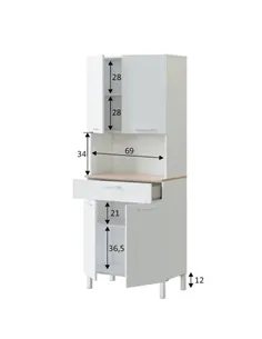 Denby White And Oak 4 Door Utility Kitchen Cupboard, 3078 2