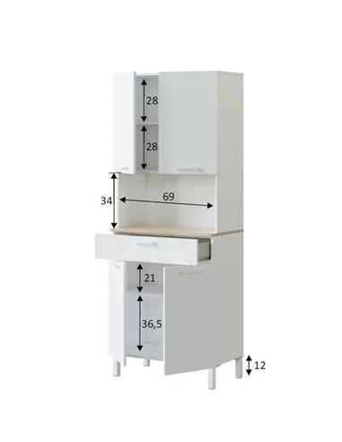 Denby White And Oak 4 Door Utility Kitchen Cupboard, 3078