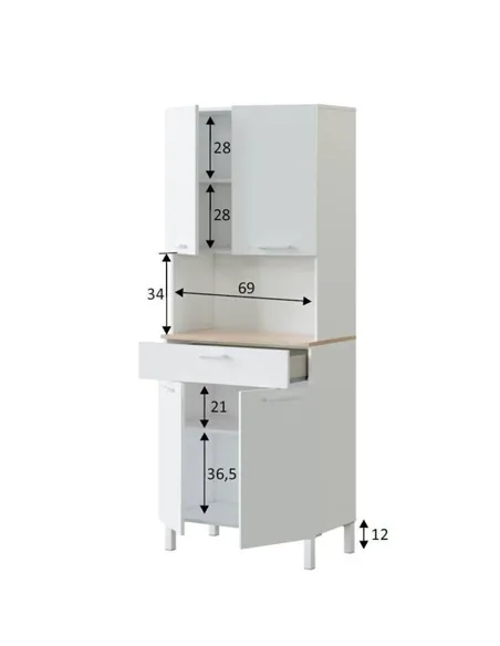 Denby White And Oak 4 Door Utility Kitchen Cupboard, 3078