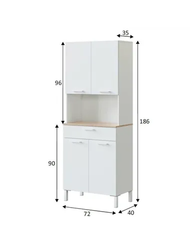 Denby White And Oak 4 Door Utility Kitchen Cupboard, 3078