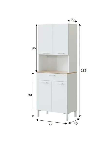 Denby White And Oak 4 Door Utility Kitchen Cupboard, 3078