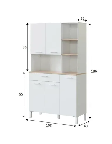 Denby White And Oak 5 Door Utility Kitchen Cupboard, 3077