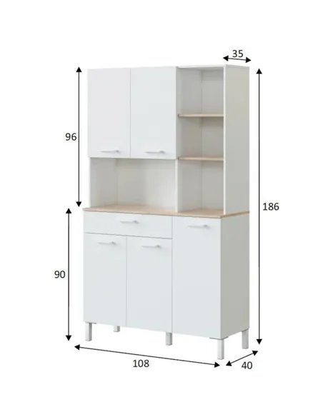 Denby White And Oak 5 Door Utility Kitchen Cupboard, 3077