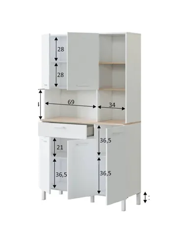 Denby White And Oak 5 Door Utility Kitchen Cupboard, 3077