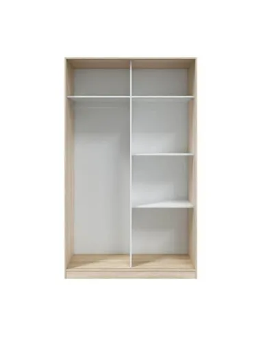 Durham Artic White and Oak Effect Small 120cm Wide Sliding 2 Door Wardrobe, 3208